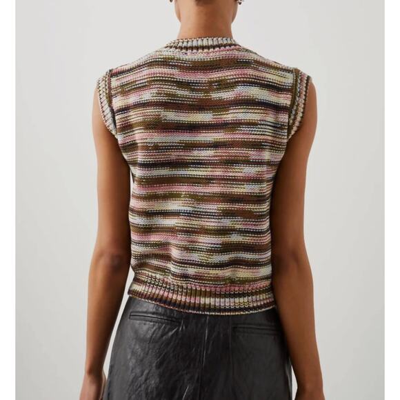 Rails Brixton Striped Knit Sweater Vest Forest Space Dye Medium - Picture 3 of 13